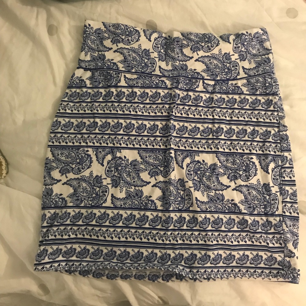 Blue and white mini skirt